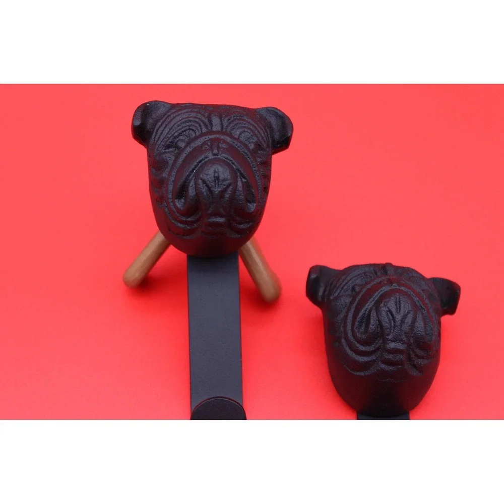 Bulldog‎ Coat Or Robe Hook Heavy Duty 2 Piece Set Black Cast Iron